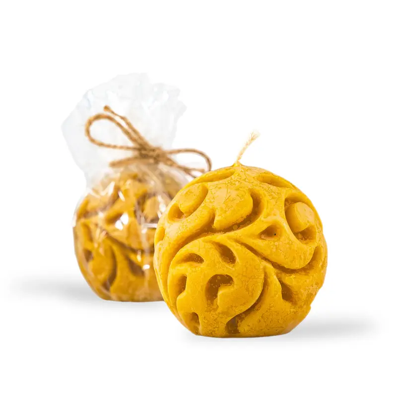 bougie decorative en cire d abeille boule 295g