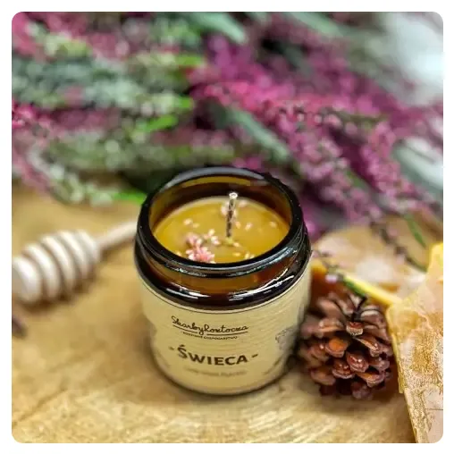 bougie à la cire d'abeille à la bruyère