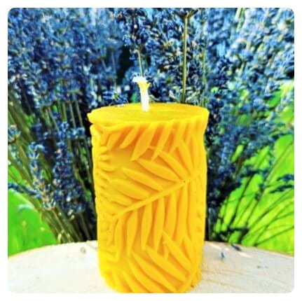 bougie décorative en cire d'abeille feuilles