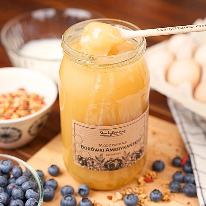 miel de myrtille 1000g récolte mai trésors de roztocze consistance cuillère