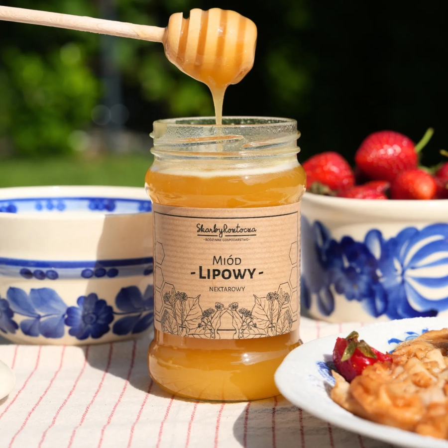 miel de tilleul 370g skarby roztocza produit carré face consistance cuillère à miel