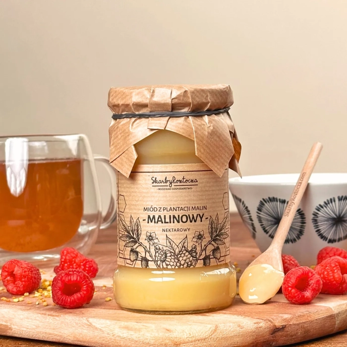 miel de framboisier 370g skarby roztocza face carré produit