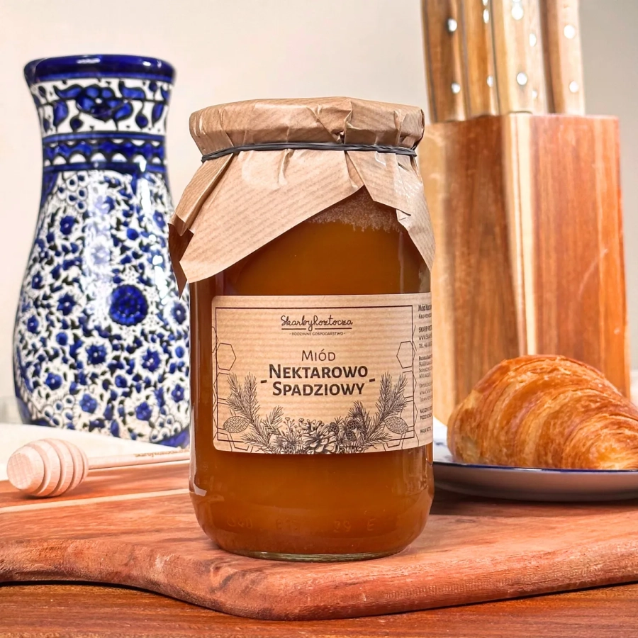 miel de nectar et de miellat 1000g skarby roztocza produit carré face