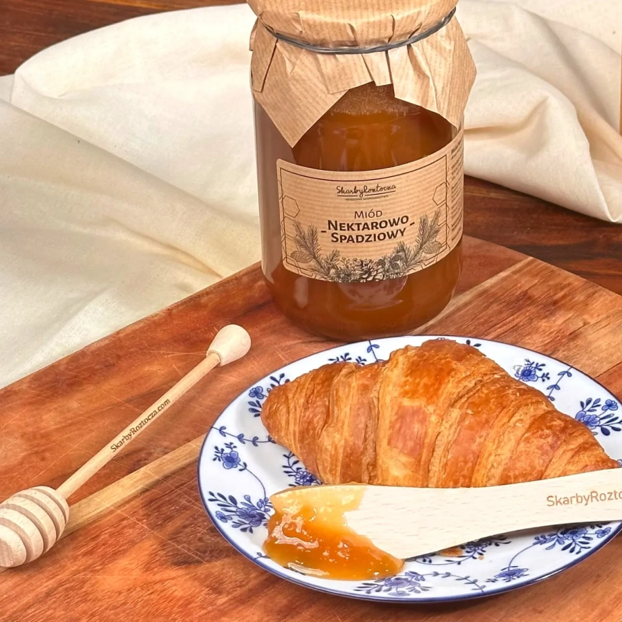 miel de nectar et de miellat 1000g skarby roztocza produit carré couteau