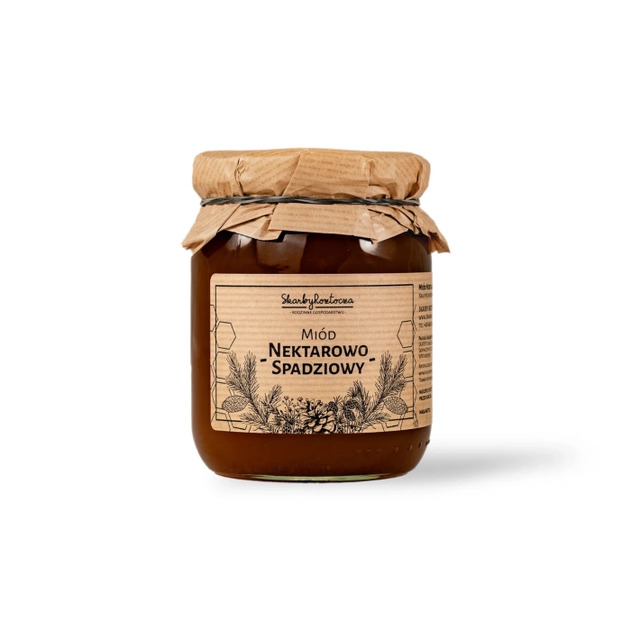 miel de nectar et de miellat 650g trésors de roztocze fond blanc