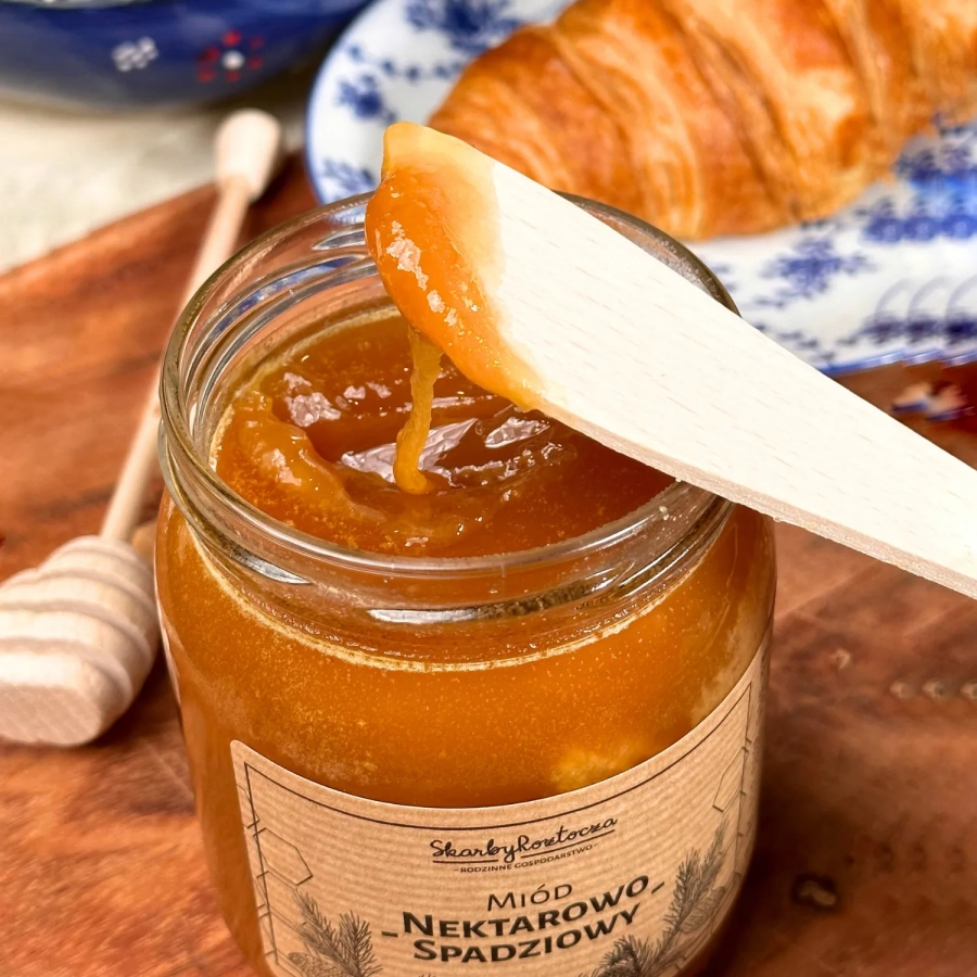 miel de nectar et de miellat 650g trésors de roztocze produit carré texture2