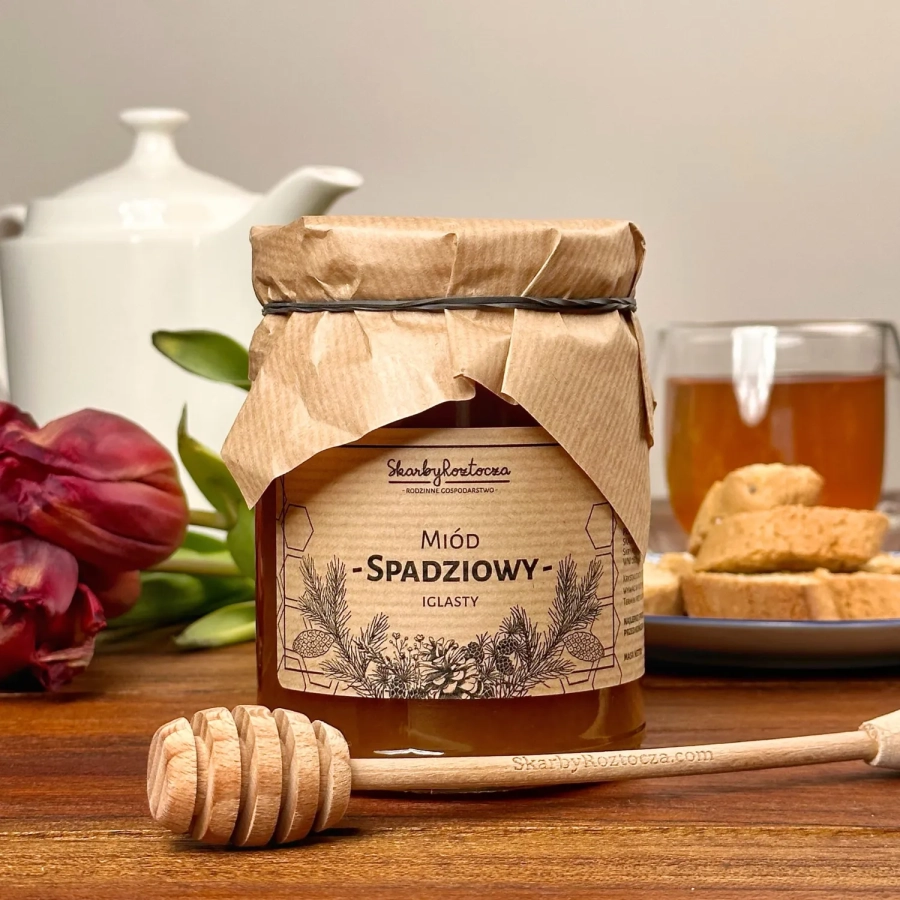 miel de miellat conifères 650g trésors de roztocze produit carré consistance face