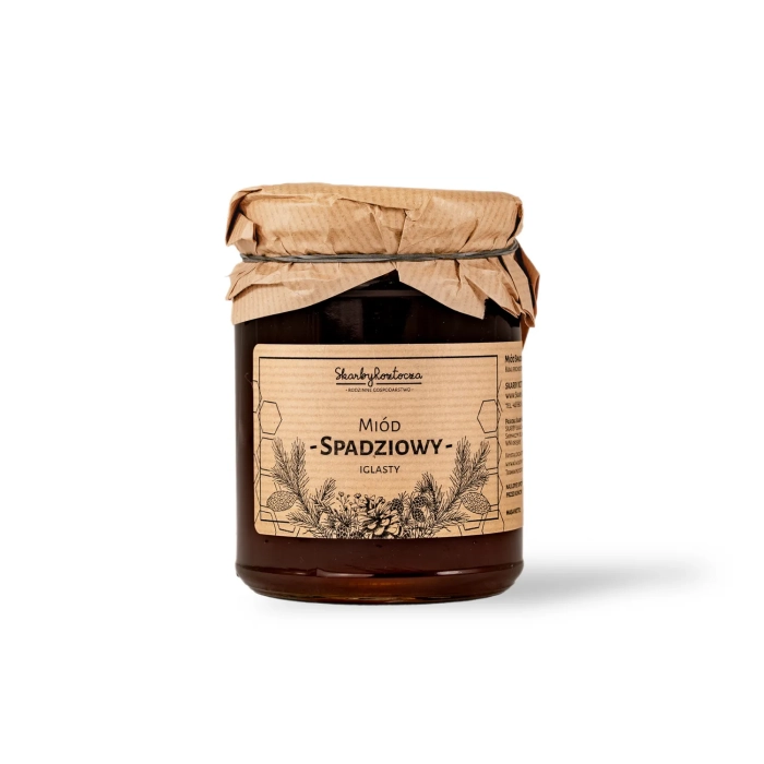 miel de miellat conifères 650g trésors de roztocze fond blanc