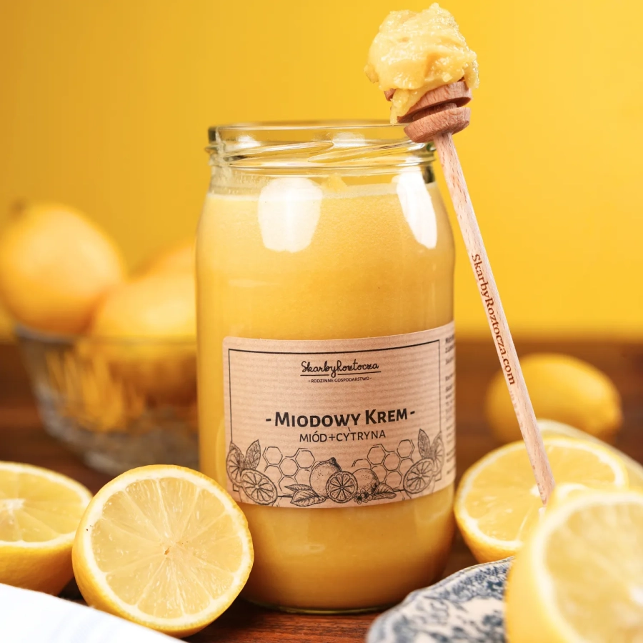miel au citron 1000g skarby roztocza texture cuillere a miel face