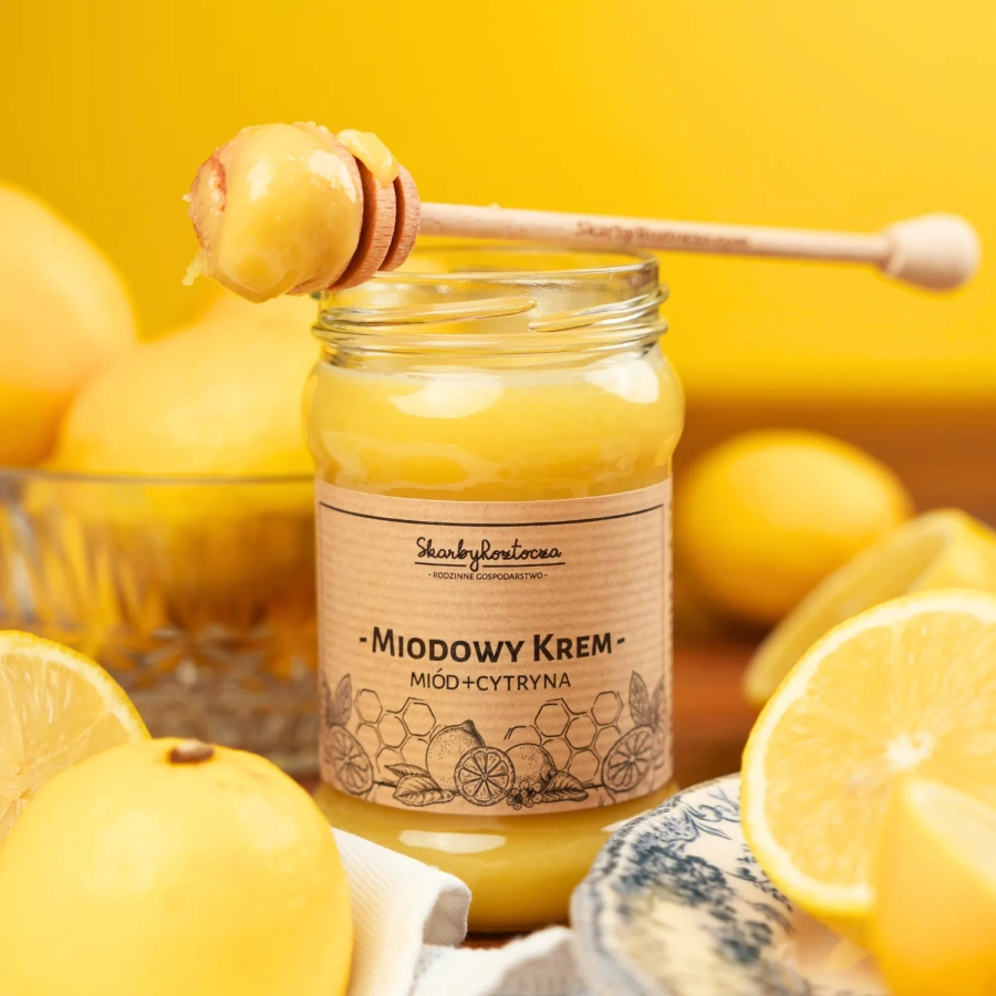 miel au citron 370g skarby roztocza consistance cuillere a miel