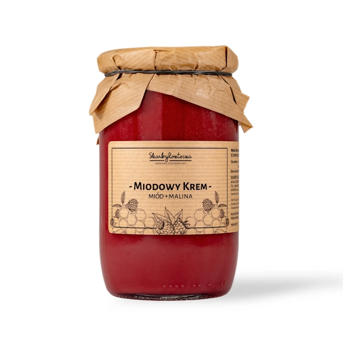 miel à la framboise grand bocal fond blanc