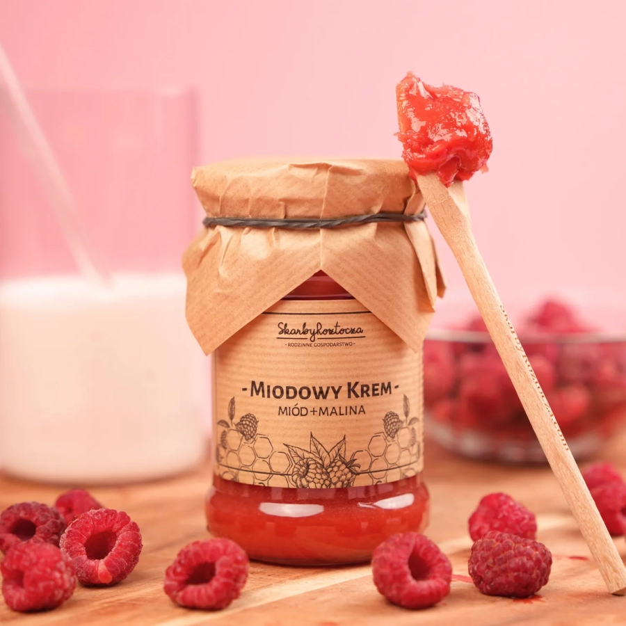 miel à la framboise grand pot skarby roztocza face produit