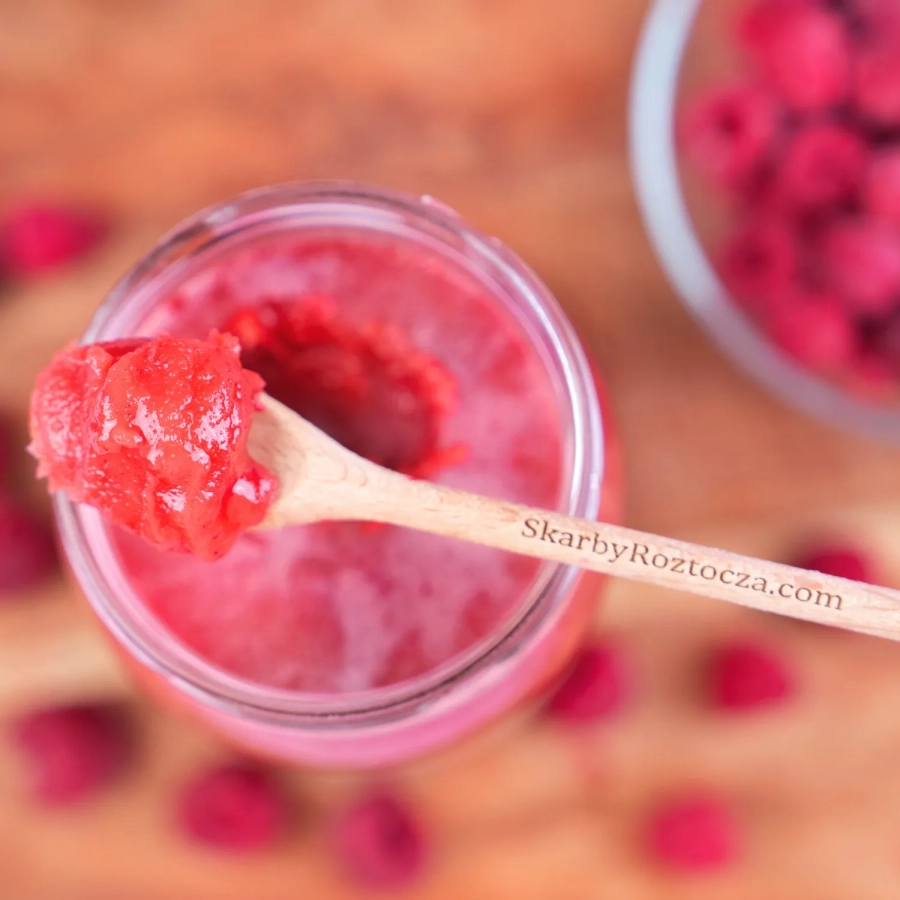 miel à la framboise grand pot texture cuillère