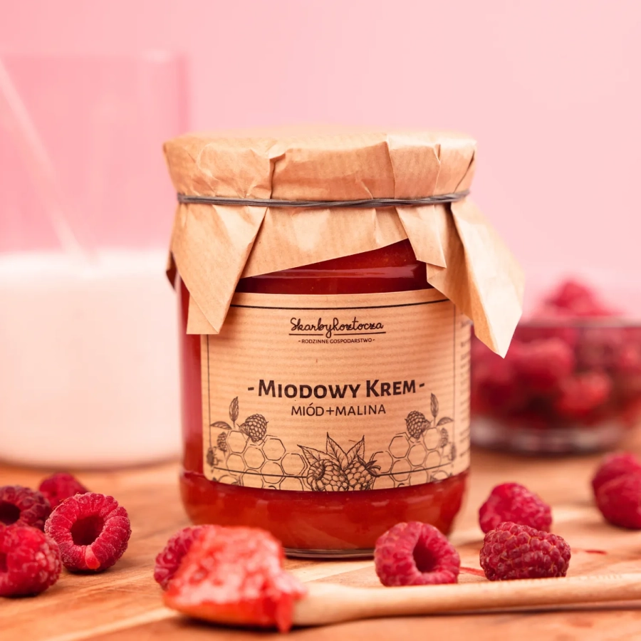 miel à la framboise pot moyen face produit carré