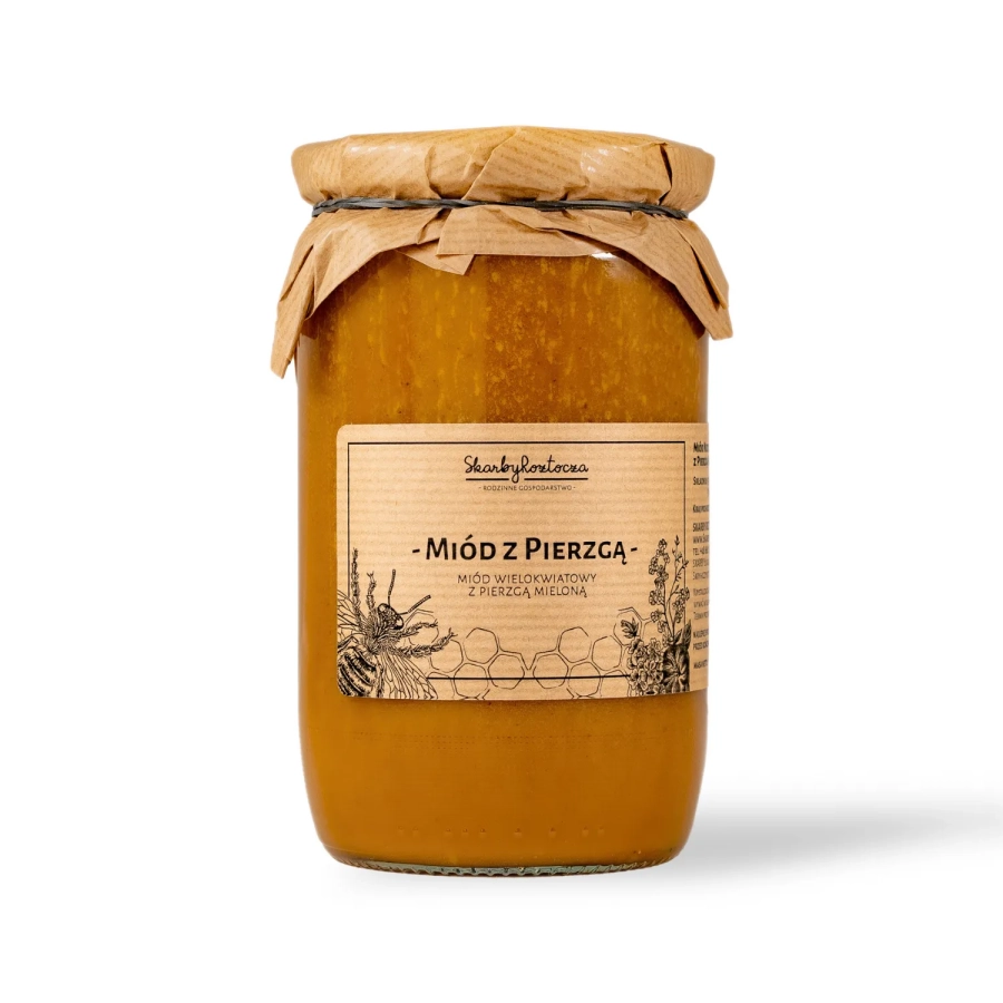 miel avec pain d'abeille grand pot fond blanc