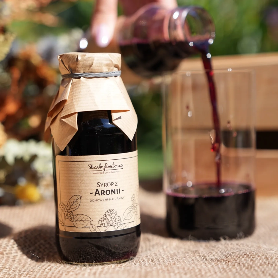 trésors de roztocze sirop d'aronia produit carré face