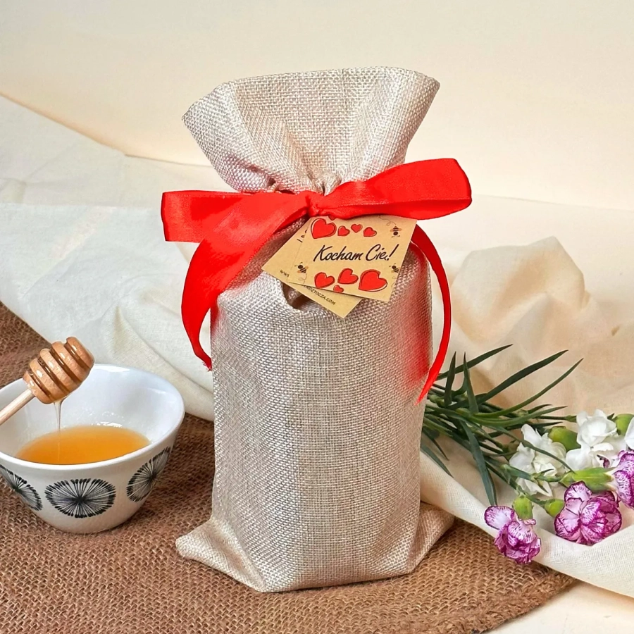 coffret cadeau sac ruban miel trésors de roztocze produit carré classique
