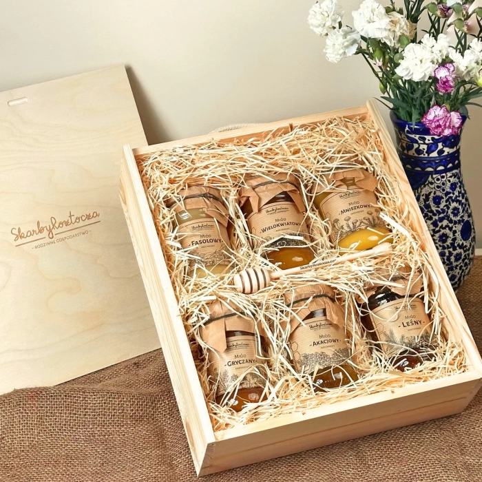christmas gift set wooden box 6 honeys skarby roztocza product square traditional