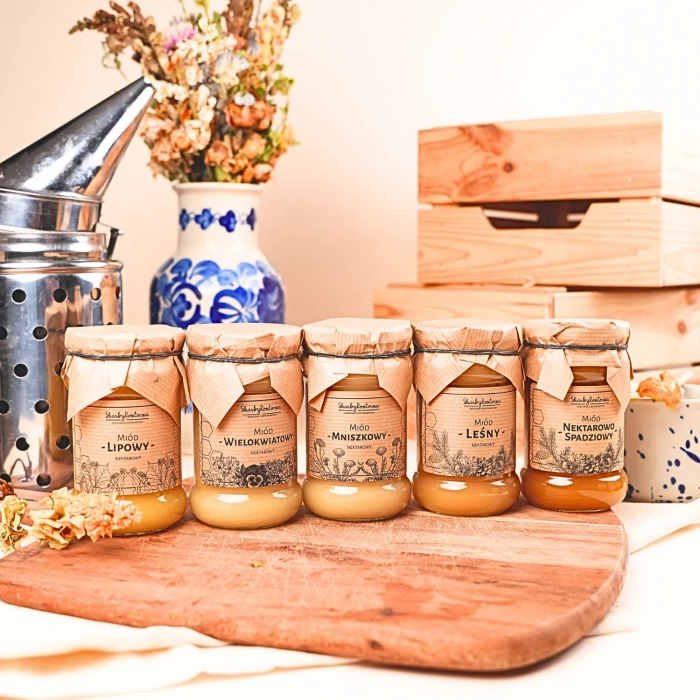 set of various honeys 5 small jars product2