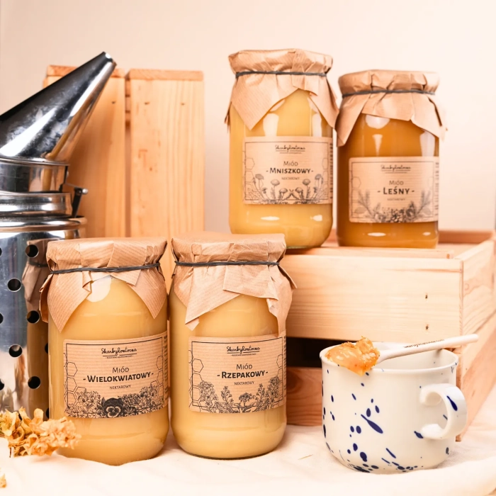 coffret de miels variés 4 grands pots produit