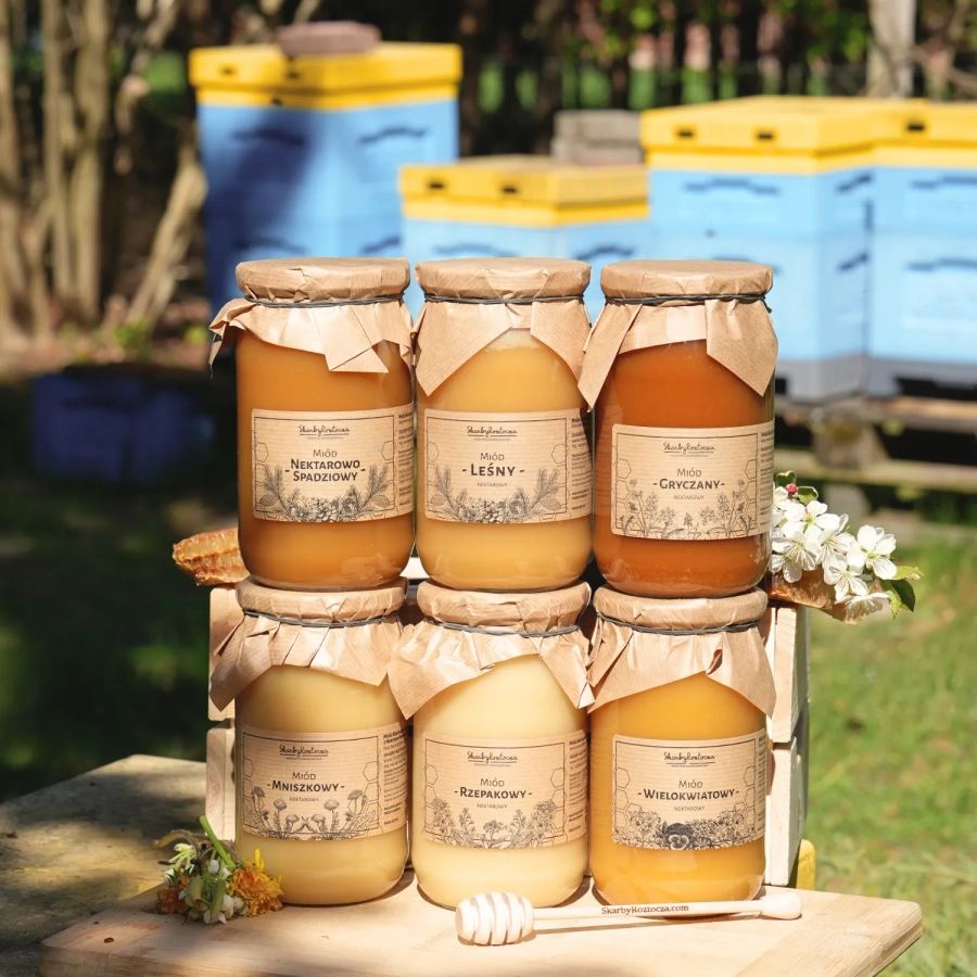 assorted honey set 6 large jars beehive