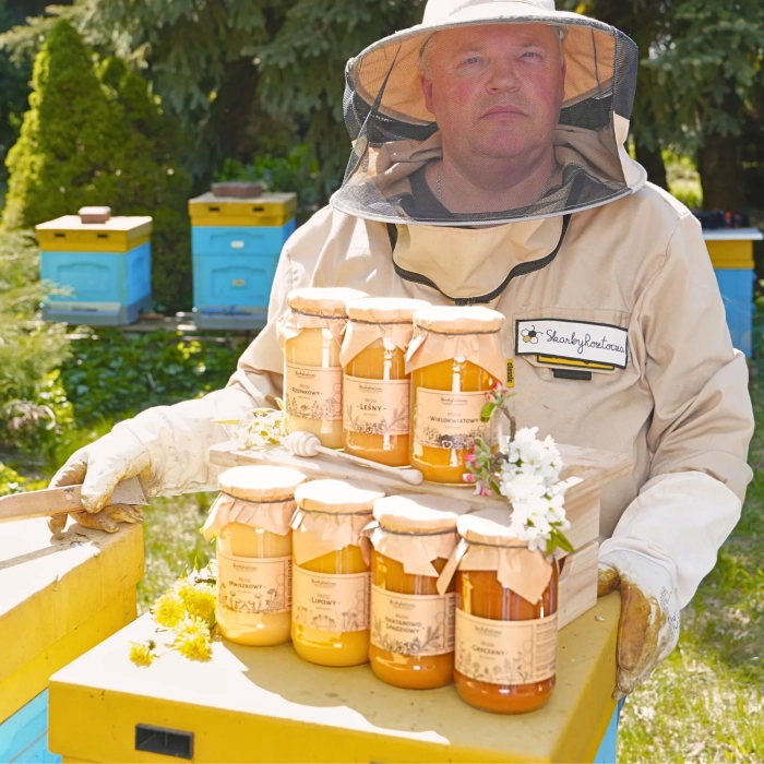 set aus verschiedenen honigsorten 7 große gläser produkt imker bienenstock