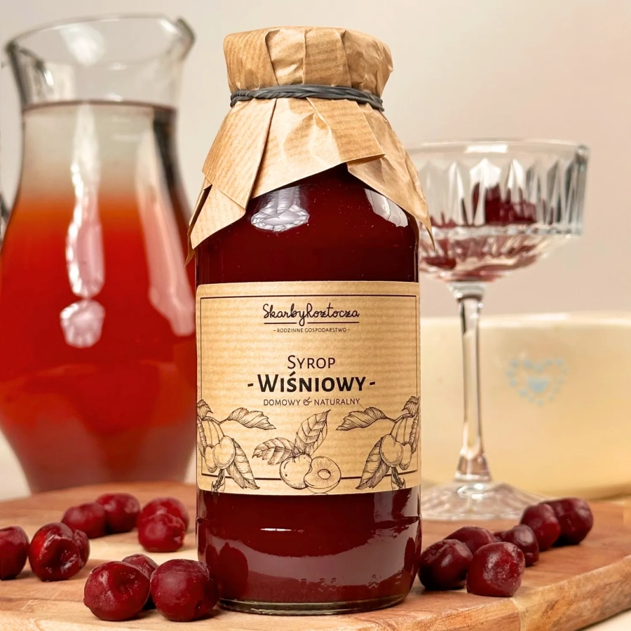 sirop de cerise trésors de roztocze face produit carré fruit cerise