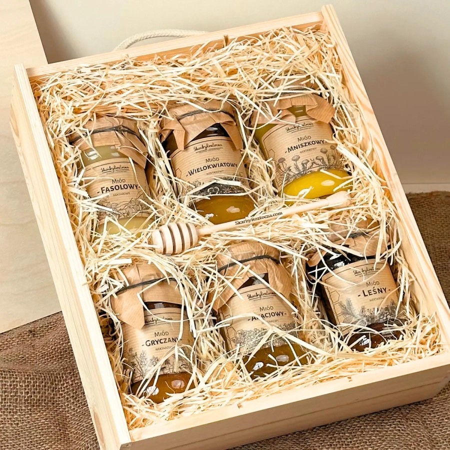 gift set with honey in a wooden box medium honeys